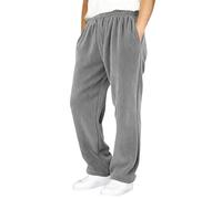 Boys School Trousers Corduroy Baggy Jeans Joggers Ribbed Solid Jogging Bottoms with Back & Side Pocket Elastic Drawstring Waist Corduroy Cargo Pants Loungewear for Casual Wear (Grey,7-8 Years)