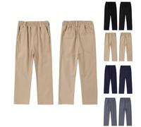 Boys School Trousers Elasticated Uniform Plus Fit Pants Elastic Waist Adjustable Straight Leg Formal Trouser Teen Kids Plain Casual Stretchy Dress Pants with Pockets