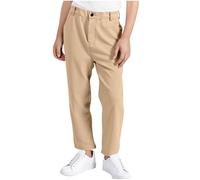 Boys School Trousers Pull-On Relaxed Fit School Uniform Pant Elastic Waist Straight Leg Chino Lightweight Pants Bottoms with Pockets Stain Resistant Pull Up Formal Suit Trousers Age 13-14 Years