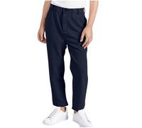 Boys School Trousers Pull-On Relaxed Fit School Uniform Pant Elastic Waist Straight Leg Chino Lightweight Pants Bottoms with Pockets Stain Resistant Pull Up Formal Suit Trousers Age 7-8 Years