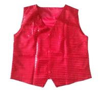 Boys Sequin Vest Performance Costume Modern Dance Recital Outfit Stage Show Wear For Children Party Celebration (Red, 5-6 Years)
