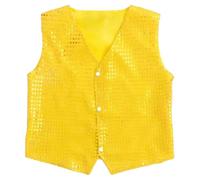 Boys Sequin Vest Performance Costume Modern Dance Recital Outfit Stage Show Wear For Children Party Celebration (Yellow, 2-3 Years)