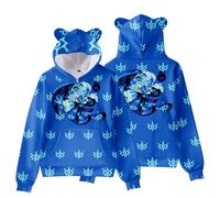 Boys Shadow Milk Cookie 3D Figure Printed Sweatshirt Kids Shadow Milk Cookie Cat's Ear Shaped Hoodie (D,11-12years)