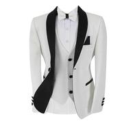 Boys Shimmer White Tuxedo Suit Glittery Wedding Prom Performace Party 6 Piece Set Size 12 Years