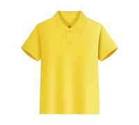 Boys Shirt Solid Color Short Sleeve Kids School niform Top with uttons Casual Tee Lapel Soft Comfy Breathable Summer (Yellow, 11-12 Years)