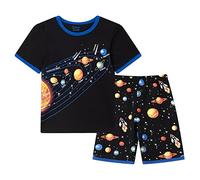 Boys Short Pyjamas Sets Solar System Planets Space Pyjamas Cotton Summer Pjs 2 Piece Outfit Pajamas for Kids Clothes 3-11 Years Black