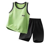 Boys' Short Sets Boy Clothes Toddler Baby Boys Summer Outfits Sleeveless Patchwork T-Shirt Shorts Set 6 Months-4T (Green, 8-9 Years)
