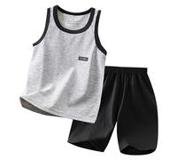 Boys' Short Sets Boy Clothes Toddler Baby Boys Summer Outfits Sleeveless Patchwork T-Shirt Shorts Set 6 Months-4T (Grey, 10-12 Years)