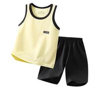 Boys' Short Sets Boy Clothes Toddler Baby Boys Summer Outfits Sleeveless Patchwork T-Shirt Shorts Set 6 Months-4T (Yellow, 6-7 Years)