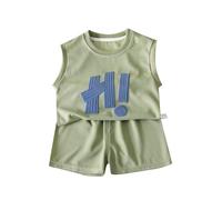 Boys' Short Sets Boy's Toddler Tank Top Boys Shorts Set Outfits Size 7 for Boys Summer Clothing Set 4-7Y (Green, 6-7 Years)
