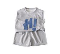 Boys' Short Sets Boy's Toddler Tank Top Boys Shorts Set Outfits Size 7 for Boys Summer Clothing Set 4-7Y (Grey, 9-10 Years)