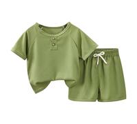 Boys' Short Sets Toddler Boy Clothes Kids Clothes Boys Summer Outfits Boys' Clothing Sets with Pocket 4-7Y (Green, 2-3 Years)