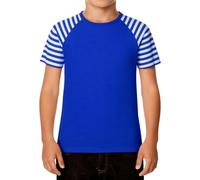 Boy's Short Sleeve T-Shirts Sports Tee Shirt Round Neck Striped Patchwork Casual Top Chic and Elegant Slim Fit Summer Children's Clothing Comfortable Versatile Carnival Tops