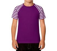 Boy's Short Sleeve T-Shirts Sports Tee Shirt Round Neck Striped Patchwork Casual Top Chic and Elegant Slim Fit Summer Children's Clothing Comfortable Versatile Carnival Tops