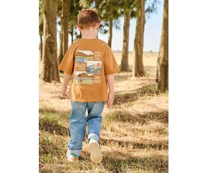 Boy's short-sleeved patterned T-shirt orange