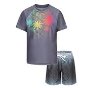 Boys' Short-Sleeved Swimming Set UV Shirt + Swimming Shorts Children's Two Piece Swimsuit Quick-Drying Swimsuit 98-170 cm, Short-sleeved two-piece 204 g / boys, 9-10 Years