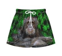 Boys Shorts Funny Gorilla Monkey Summer Casual Quick Drying Shorts Swim Trunks for Beach Pool Running Gym Sports