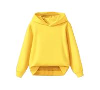 Boys Size 8 Zip up Hoodie Children's Middle and Large Children's Autumn Solid Color Hooded Pullover Sweater Youth Pullover Sweatshirt (Yellow, 9-10 Years)