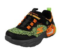 Skechers 400615L BKOR Sneaker, Black Synthetic/Orange & Green Textile/Tr, 2 UK