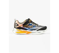 Boy's Skechers S LIGHTS FLEX-GLOW ULTRA Boys Trainers Black/Silver