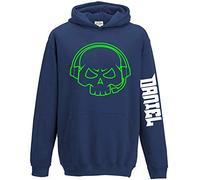Boys Skull Personalised Gamer Hoodie - Personalised Gaming Gift for Kids - Custom Online Video Game Tag Sleeve Print, 9-11 Years, Navy