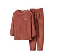 Boys Sleepwear Set Warm Fleece Pajamas Soft Fuzzy Homewear Comfortable Kids Loungewear Cozy Solid Color Childrens Nightwear (11-12 Years)