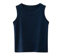 Boys' Sleeveless Vest Comfy Solid Color Summer Tank Top Breathable Casual for Beach (Dark Blue, 6-7 Years)