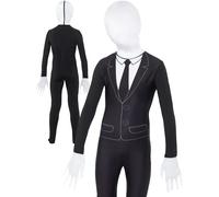Boys Slenderman Costume Childs Second Skin Suit Fancy Dress Halloween S-L