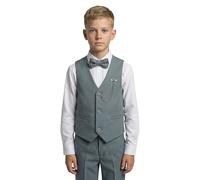 Boys Slim Fit 4 Piece Textured Grey Waistcoat Suit Set, Formal Outfit for Weddings, Parties and Special Occasions Size 5 Years UK