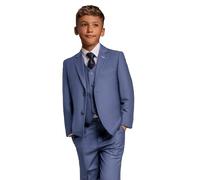 Boys Slim Fit Sky Blue Suit, 5 Pieces Communion Wedding Attire Set, Elegant Formal Outfit, Age 8 Year