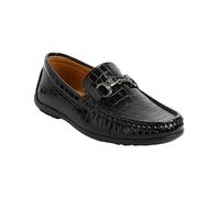 Boy's Slip On Hazel Crocodile Loafer Wedding Classic Smart Dress Moccasin Black Shoes Size UK Child 11