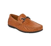 Boys Slip On Hazel Crocodile Loafer Wedding Classic Smart Dress Moccasin Tan Shoes Size UK Youth 2
