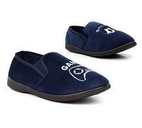 Boys Slippers Video Game Slippers Boys Football Slippers Boys Gamer Slippers Footy Slippers Junior Boys Carpet Slippers Slip On Slippers Gamepad Slippers Navy 2 UK