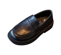 Boys Small Leather Shoes Spring and Autumn Children Black Big Children Fashion Performance Shoes High Tops for Girls (Black, 12 Little Child)