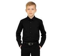 Boys Soft Cotton Blend Slim Fit Classic Collar Dress Black Shirt, Long Sleeve, Easy Iron Special Occasion Shirts Size 4-5 Years
