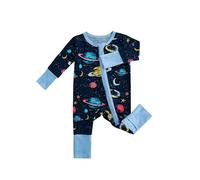 Boys Soft Fiber Long Sleeve Zip Suit for Babies Toddlers Breathable Comfortable for Daily Use Stylish Poop Bag Suit with Modern Fabric Print, BU1, 3-6 Monate
