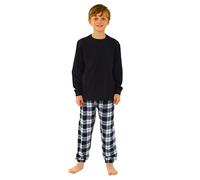 Boys Soft Touch Check Long Pyjama Set Bedlam Black 7-8 Years
