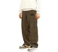 Boys Solid Vertical Ribbed Corduroy Trousers with Back & Side Pocket Elastic Drawstring Waist, Baggy Joggers Loungewear Corduroy Jogging Bottoms for Winter Casual Wear