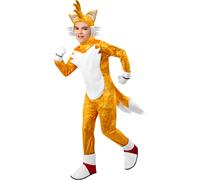 Boys Sonic Tails Sega Cosplay Gaming Jumpsuit Fancy Dress Deluxe Kids Costume