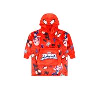 Boys Spidey And His Amazing Friends Fully Lined Luxury Fleece Hoodie, Oversized Spiderman Fleece Blanket Hoody For Kids (2-5 Years) Red