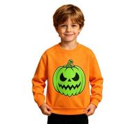 Boys' Spooky Glow Pullover - Halloween Print Crew Neck Sweatshirt, Fleece Lined Winter Long Sleeve Yellow