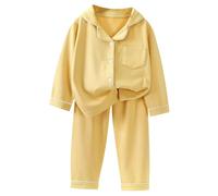 Boys Spring Outfits Children's Thermal Underwear Set with Three of Cotton and Thickened Fabric for Men and Women's Winter Home Wear Baby's Clothing Boys Spring Outfits (Yellow, 12-18 Months)