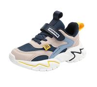 Boys Spring Summer Autumn and Winter Mesh Breathable Adjustable Shoelaces Medium and Large Children's Casual Sports Shoes Boys Wide (Dark Blue, 13 Little Child)