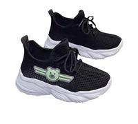 Boys Spring Summer Autumn and Winter Mesh Breathable Adjustable Shoelaces Medium and Large Children's Casual Sports Shoes Soldier Boys (Black, 13 Little Child)