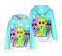 Boys Sprunki 3D Figure Printed Sweatshirt for Fans Gift Kids Sprunki Character Group Hoodie Sprunki Merch (K,150CM,11 Years,12 Years)