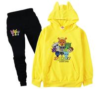Boys Sprunki Incredibox Sweatshirt Set Kids Incredibox Spunki Hoodie and Pants 2Pcs Set Sprunki Merch (yellow,150cm,9 Years,10 Years)