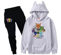 Boys Sprunki Incredibox Sweatshirt Set Kids Incredibox Spunki Hoodie and Pants 2Pcs Set Sprunki Merch (grey,150cm,9 Years,10 Years)