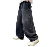 Boys Star Baggy Jeans Wide Leg Cargo Denim Pants Y2k Loose Fit Trousers | Kids Hip Hop Oversized Streetwear Teens Elastic Waist Distressed Joggers Straight Leg Skater Patchwork Sweatpants