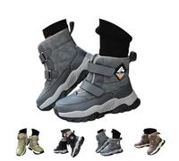 Boys Star Print Faux Fur Snow Combat Boots Winter Mid Calf Lace Up Boots | Warm Fleece Lined Non-Slip Rugged Sole Shoes For Outdoor Hiking Skiing Autumn Comfortable Thermal Shoes