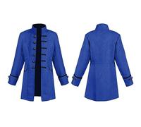Boys' Steampunk Retro Pirate Coat Victorian Medieval Costume Steam Punk Jacket Vintage Trench for Oktoberfest World Book Day Costumes Carnival Halloween Party,Blue,6 Years